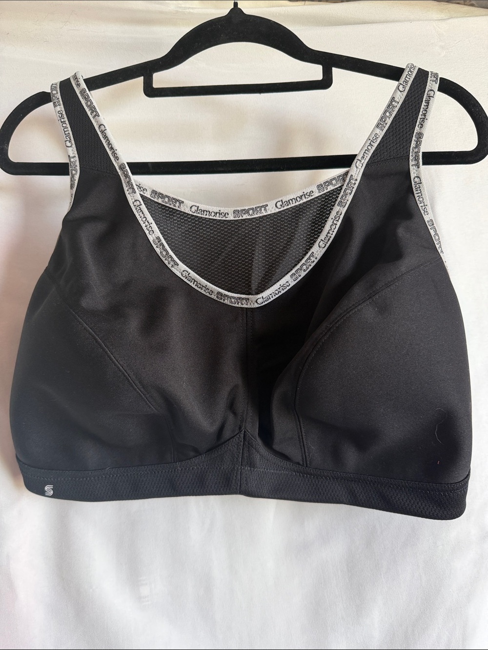 Glamorise Black & White Logo-Trim Sports Bra